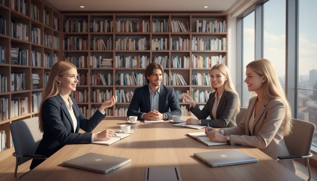 bürobild mit 3 frauen und einen mann